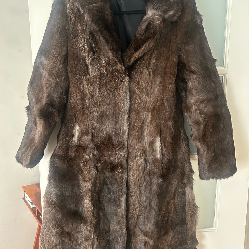 Genuine Brown Fur Coat - M